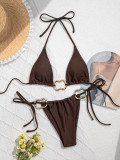 Women Solid Two-Piece Bikini Swimsuit