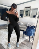 Women's Sexy Off-Shoulder Ribbed Multi-Color Jumpsuit