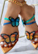 Women Pointed Toe Double Butterfly Chunky Heel Sandals