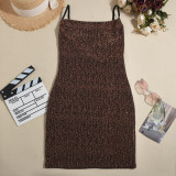 Beaded Fabric Low Back High-Stretch Strap Summer Dress