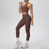 Solid Color Halter Neck Cropped Tank Pants Yoga Set