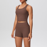 Solid Color Tank and Shorts Yoga Set