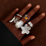 Baroque Imitation Pearl Exaggerated Ring Set