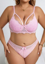 Semi-See-Through Embroidered Lace Plus Size Lingerie Set