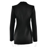 V-Neck Slim Waist Chic Single-Breasted Long Sleeve Blazer