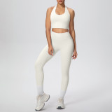Solid Color Halter Neck Cropped Tank Pants Yoga Set