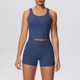 Solid Color Tank and Shorts Yoga Set