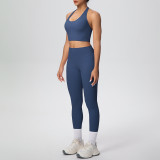 Solid Color Halter Neck Cropped Tank Pants Yoga Set