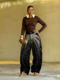 Women Washed Starry Sky Beaded Denim Pants