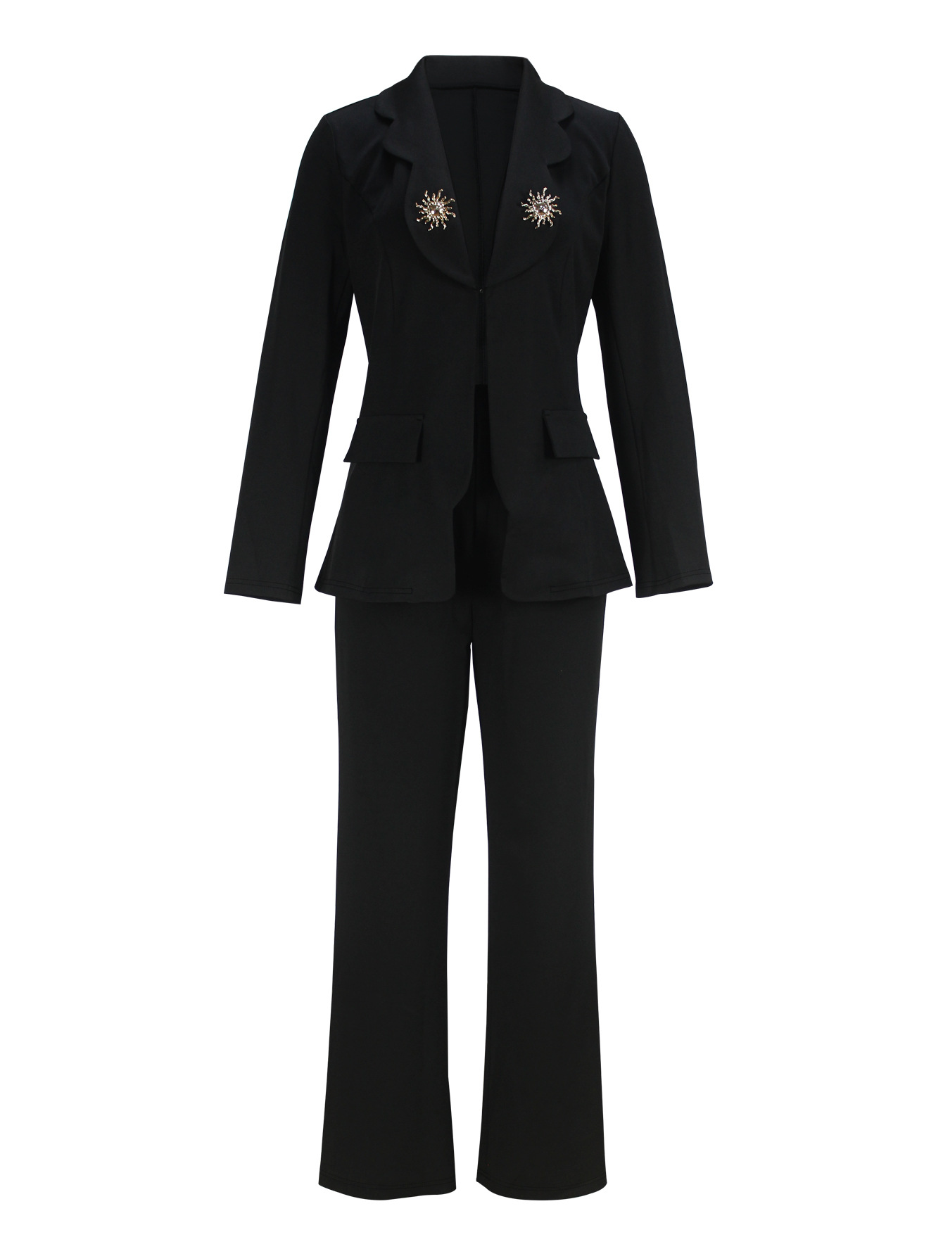 Women Elegant Long-Sleeved Top and Pants Two-Piece Set