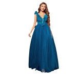 Spring Blue Chiffon Princess Wedding Ball Gown