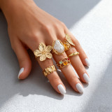 Baroque Imitation Pearl Exaggerated Ring Set