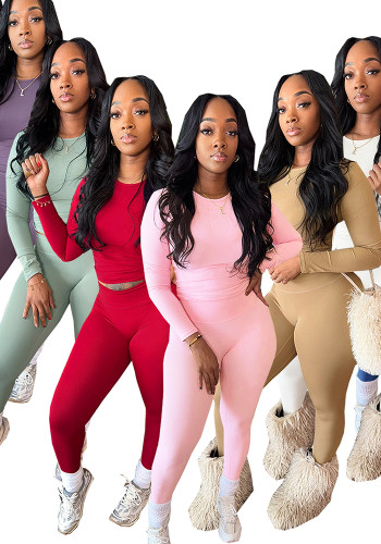 Women Solid Top and Pant Two-Piece Set