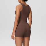 Solid Color Tank and Shorts Yoga Set