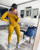 Women's Sexy Off-Shoulder Ribbed Multi-Color Jumpsuit