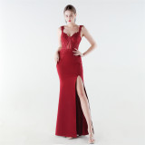 Women Mermaid Lace Formal Party Evening Dress with Slit