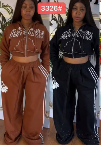 Women Casual Fleece-Lined Top and Pants Two-Piece Set