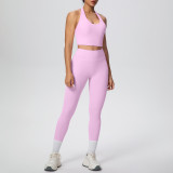 Solid Color Halter Neck Cropped Tank Pants Yoga Set