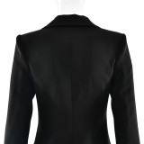 V-Neck Slim Waist Chic Single-Breasted Long Sleeve Blazer