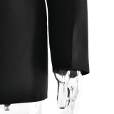 V-Neck Slim Waist Chic Single-Breasted Long Sleeve Blazer