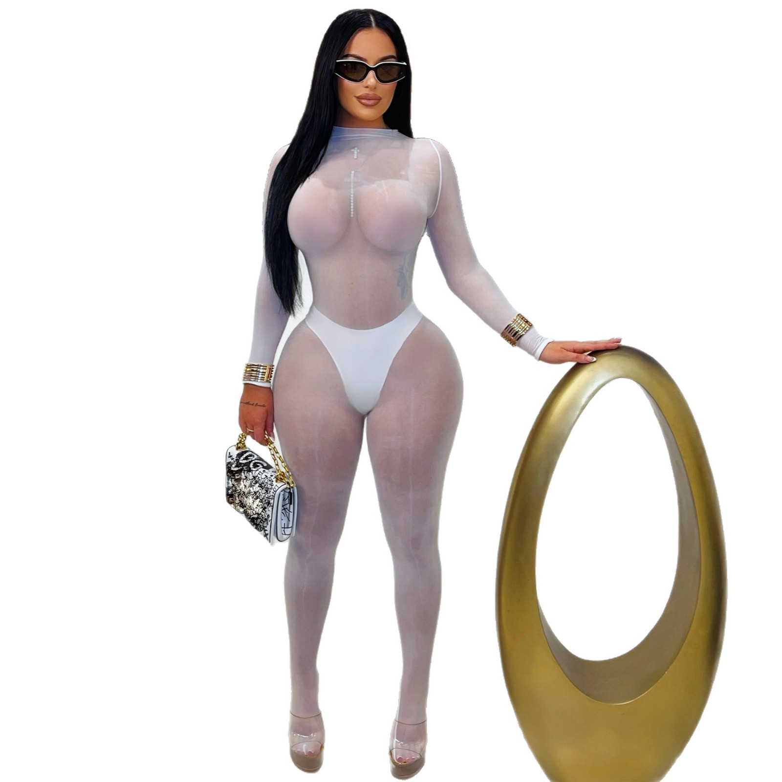 See-Through Seamless Stretch Jumpsuit for Club & Intimate Wear