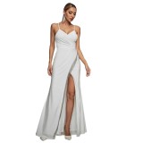 Fashion Low Back Strap High-Slit Evening Dress