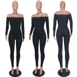 Women's Sexy Off-Shoulder Ribbed Multi-Color Jumpsuit