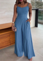 Women Buckle Strappy Wide-Leg Jumpsuit