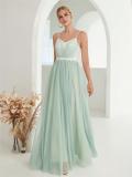 Mesh Lace Trim Contrast Strap Summer Elegant Evening Dress
