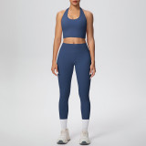 Solid Color Halter Neck Cropped Tank Pants Yoga Set