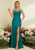 High-Slit Slim Fit Strap Evening Dress