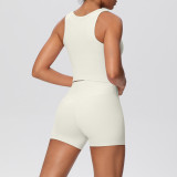 Solid Color Tank and Shorts Yoga Set