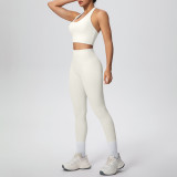 Solid Color Halter Neck Cropped Tank Pants Yoga Set
