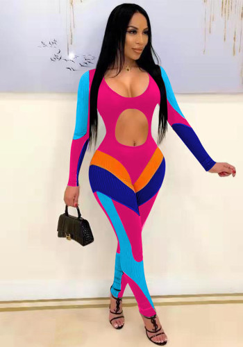 Women's Sexy Hollow Out Patchwork Jumpsuit