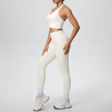 Solid Color Halter Neck Cropped Tank Pants Yoga Set
