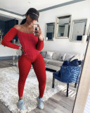 Women's Sexy Off-Shoulder Ribbed Multi-Color Jumpsuit