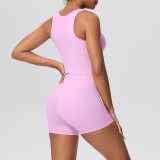Solid Color Tank and Shorts Yoga Set