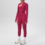Tight-Fitting Drawstring Halter Neck Tank and Jogger Three-Piece Set