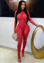 Women Sexy See-Through Seamless Stretch Jumpsuit