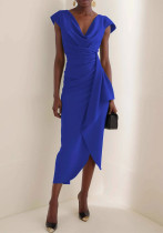 Spring Solid Color High-Waist Chic Evening Gown