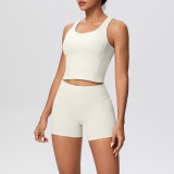 Solid Color Tank and Shorts Yoga Set