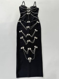 Sequin Strap Bandage Long Evening Gown