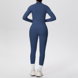 Tight-Fitting Drawstring Halter Neck Tank and Jogger Three-Piece Set
