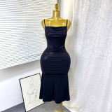Summer Chic Low Back Deep V Slim Fit Long Dress
