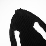 Winter Solid Color Tight-Fitting Mock Neck Long Sleeve Knitting Dress