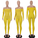 Women's Sexy Off-Shoulder Ribbed Multi-Color Jumpsuit