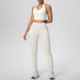 Solid Color Halter Neck Cropped Tank Pants Yoga Set