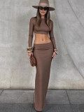 Women Autumn/Winter Sexy Round Neck Hollow-Out Backless Long-Sleeve Dress