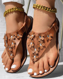 Women Multi-Color Floral Flip-Flop Elastic Sandals