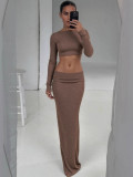 Women Autumn/Winter Sexy Round Neck Hollow-Out Backless Long-Sleeve Dress